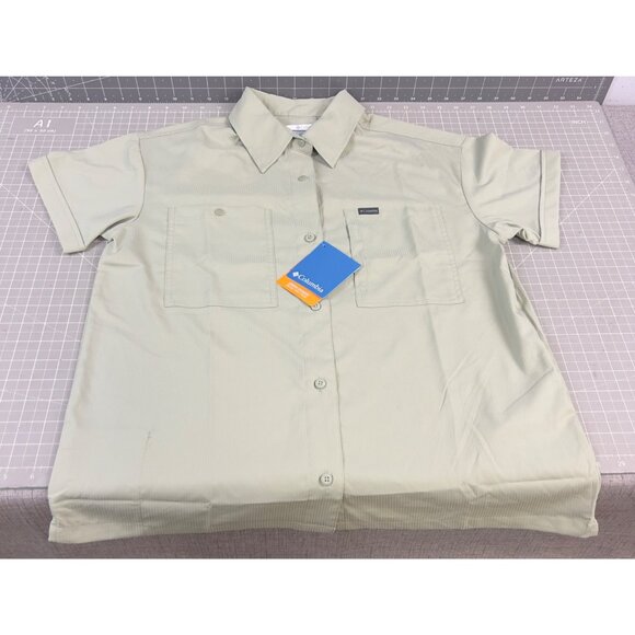 Columbia Women's Sz. M Silver Ridge Omni-Shade Short Sleeve Button Shirt Sage - Picture 1 of 6